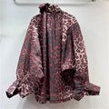 Personalized Street Leopard Trinkage With Big Butterfly Exaggerated Lantern Long-Sleeved Irregular Jacket Shirt Early Autumn Trend New