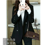 Spring And Autumn 2025 New Women's Casual Small Suit Medium Long Temperament Slim Slim Small Suit Women