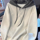 Autumn And Winter New Korean Version Of Lazy Loose Thin Single Buckle Design Sense Hooded Long-Sleeved Top