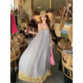Summer Chiffon Splicing Lace Sling Dress Femininity Gentle Wind Loose Holiday Dress