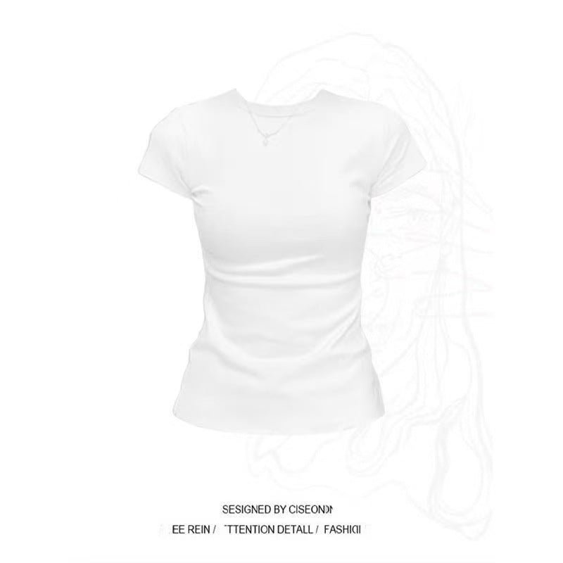 2026 New Round Collar Slimming Simple Temperament Commuting Han Linen Short-Sleeved T-Shirt Dress