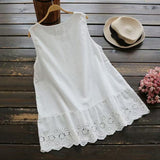 2026 New Summer Korean Version Of The Original Single-Round Embroidered Lace Sling White Loose Cotton Vest Bottom Woman