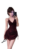 Summer New Heart Machine Pure Hot Girl Drawstrings With Slings Swinging Necker Banding Backpacks And Hip Dress Women