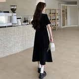 Korean Version Of Large-Size Women's Fat Mm Black Dress Women's Summer French Lace Dolls To Receive Skinny Black Dress