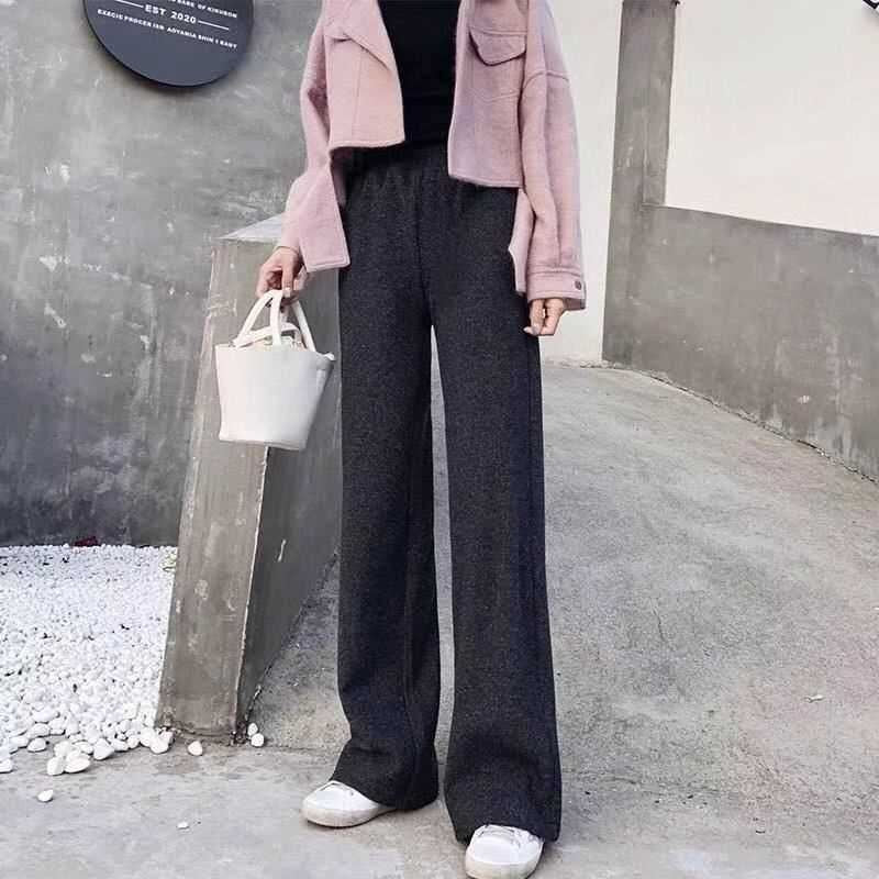 Casual Knitted Wide-Legged Trousers Women 2026 Autumn And Winter New Loose High-Waisted Straight Barrel Tugging Long Pants Women
