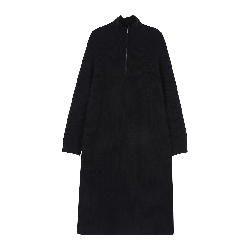KANING Languid Over The Knee Long Laplging Loose Sweater Skirt In Autumn And Winter On The Bottom Of The Knitted Dress