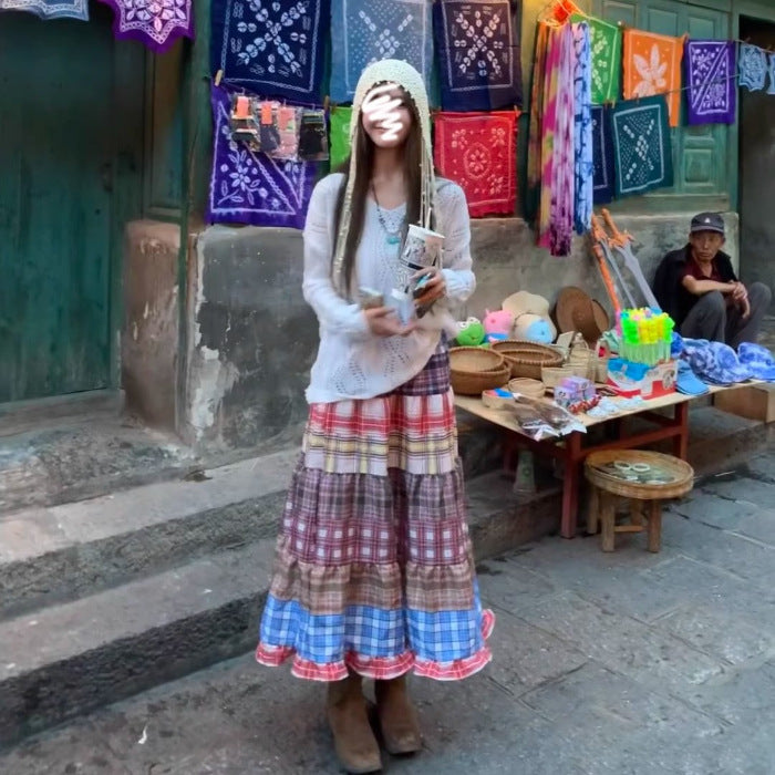 Vintage Print Dress Women's Spring Summer 2025 New High-Rise Thin A-Word Long Skirt
