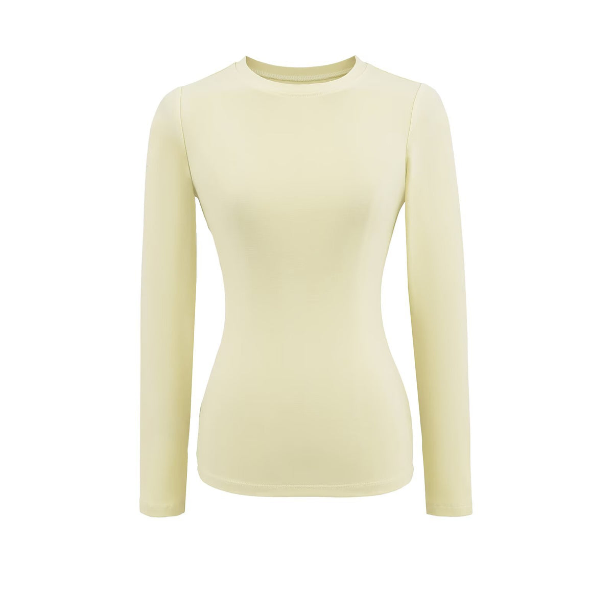 Spice Girls New Shoulder Round Neck Long Sleeve Elastic Waist T-Shirt Soft-Skinned Solid-Colored Back-To-Bottom Shirt