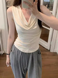 Ins Pure Hottie Sexy Sleeveless Collar Vest T-Shirt Girl Summer New Sweet Hot Shirt