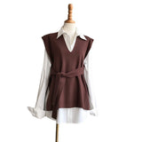 KANING Early Autumn Solid Color Knitted Vest Women 2026 Autumn And Winter New Loose Folding Tack Tice Tice Tice