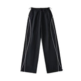 Spice Girls White Striped Straight-Fitting Casual Sports Arc Design Niche Loose Trousers Drag Ground Leg Length