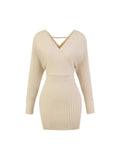 Yu Sister Hottie Temperament Thin V-Neck Knitted Dress Woman 2025 Autumn And Winter New Pure Want To Pack In The Hips Short Skirt