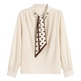Early Autumn Chiffon Women's Shirt Autumn Dress 2025 New Top Women's Design Sense Niche T-Shirt