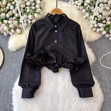 Sweet Three-Dimensional Lotus Edge Decorative Temperament Design Shirt 2025 New Chic Slim Slim Short Top