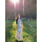 Korean Version Of The Holiday Wearing French Slings Broken Flower Dress Women's New Summer Look Small Long Skirt