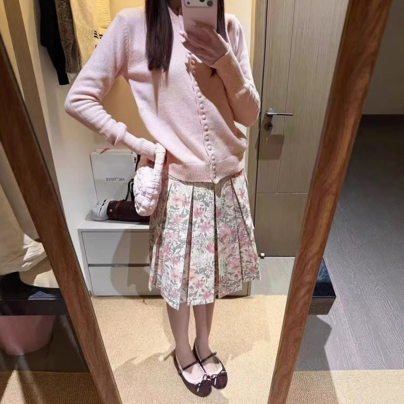 3.16/New On Spring XUAN XIAO JIE Round-Neck Knitted Single-Cuffed Knitted Cardigan Woman