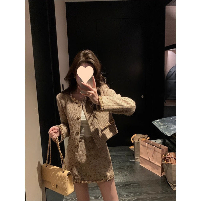 Thousand Gold Style Suit Women's Glide Small Fragrant Coat 2026 Autumn New Temperament Small Short Skirt
