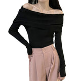 KANING French Gentle Shoulder Long-Sleeved Knit Shirt Women Early Autumn 2026 New Pure Lust Style Repair Body Dress Woman