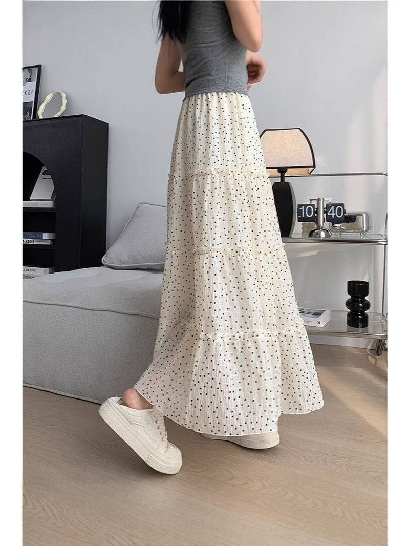 Wave Half Skirt Summer Thin New High-Waist A Skirt With Small Skirt Long Skirt Yang