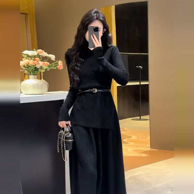 KANING Korean Knitwear Two Sets Of Atmosphere Feel Autumn And Winter New French High-End Sweater Half-Dress Skirt Set