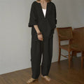 2 Color Dark Suit Trousers Plain Loose Top Lady Trousers Fashion Jersey Fashion Set