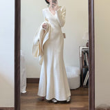 Small Fragrant Temperament To Close The Waist Long Skirt Of The National Style Two Sets Of Women 2025 Autumn And Winter New French Suit Skirt