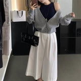 KANING Design Sense Two Sets Of Knitted Cardigan 2026 Autumn And Winter New V-Neck Hit-Colored Cardigan Vest Suit Woman