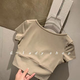 Summer New Solid Color With Chest Cushion V-Neck Short-Sleeved T-Shirt Women's Sports Yoga Suit With A Short Top