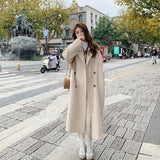 High-Grade Black Hair, The Coat Woman 2025 Autumn And Winter New Korean Version Of Loose Long Hepburn Style Temperament Coat Woman