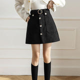 Vintage Wick Velvet Skirt Women's Spring Dress 2025 Korean Version Of The New Thin High-Waist A-B-Bum Skirt Short Skirt