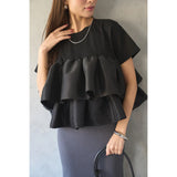 Real Shooting A Large Number Of Summer New Cotton Women Short-Sleeved Shirt Splicing Lotus Leaves Under The Hem