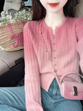 KANING Pink High-Functure Knitted Dress Girl Early Autumn 2026 New Korean Chic Chic Design Blouse