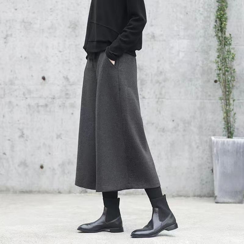 Wool Wide Leg Pants Women Autumn And Winter New Nine-Point Original Design Hairy Pants Loose Fashion Thin Temperament Skirts