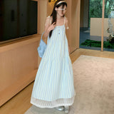 Seaside Holiday Striped Slinged Dress Woman 2025 Summer New French Temperament Loose Little Man Dress