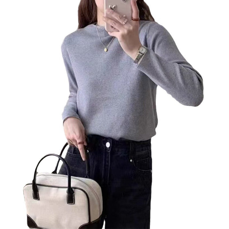 KANING Solid-Colored Semi-High Collar Knitted Shirt 2026 Autumn And Winter New Loose Basic Jacket Sweater Bottom
