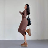 Pure Autumn And Winter Dress Femininity Bag Over The Knee Dress Babes Hooded Long Sleeves Long Skirt