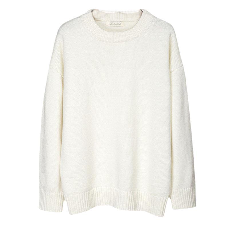 Miss Xue 2026 New Female Knitted Round Collar Bottom Loose Sweater Women's Autumn And Winter Lazy Wind Top