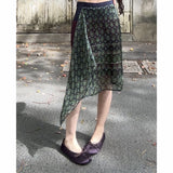 2026 Summer Fashion Fashion Printing Temperament Thin Fake Two Irregular Skirts Women's New Short Skirt Tide