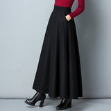 Autumn And Winter Pure Color Hair, The Half-Dress Skirt Big Swing Skirt High-Rise Long Dress Skirt Skirt Skirt