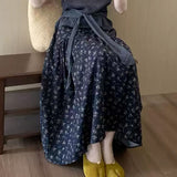Summer Retro Style With Pocket Creades Half Skirt Woman New Tight Waist A Long Skirt Umbrella Skirt