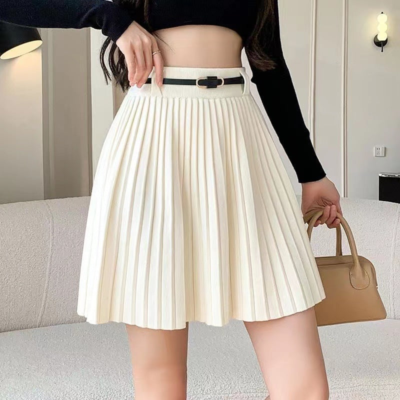 KANING College Wind Knitted Dress 2026 Autumn New Women's High Waist Skinny Casual Short Dress 100-Folded Dress