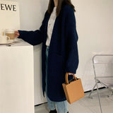 Long Knitted Cardigan Women's Autumn And Winter 2026 Korean Version Of Lazy Windy Sweater Jacket