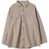 Autumn 2026 New Spliced Striped Shirt Women's Collar Long Sleeve Loose Shirt Literary Commuting Top
