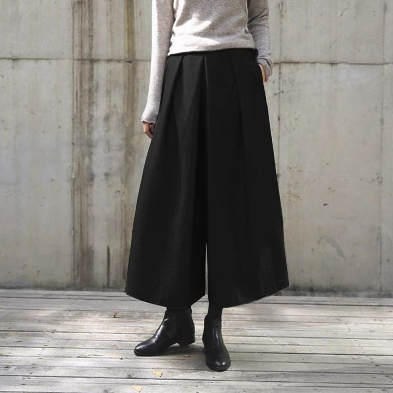 2026 Autumn And Winter New Skirts Loose Broad Leg Pants Nine Trousers Hair, Tight Waist Wide Leg Pants