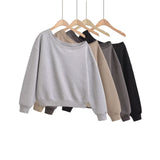 Vintage Solid-Colored Shoulder-To-Shoulder Long-Sleeved Sweater Women's Autumn And Winter Loose Thin Cloth With Stylish Short Coat