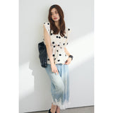Multiplication A Large Number Of Goods Temperament Neckless Vest Wave Point Waist-To-Sleeve-Less Waist-Suffet Women's Age Reduction Top