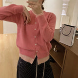 KN Fake Two Knitted Shirt Sweater Women 2026 New Autumn And Winter Round Collar Slimming Thin Women's Top