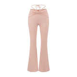 The Bow Naked Feeling Siloed Ass Micro-Slap Women 2025 Summer New High-Waist Broad Leg Pants Fashion Casual Trousers