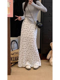 Summer Holiday Wind Bowed Lace Lace Hollow Broken Flower Fish Tail Half Skirts Slimy And Pure Long Skirt