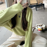 KANING Candy Round-Neck Knitted Shirt 2026 Autumn And Winter New Lazy Wind Casual Bottom With Sweater